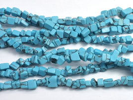 Howlite Turquoise-Blue, 4-7mm Chips Beads, 34 Inch-RainbowBeads