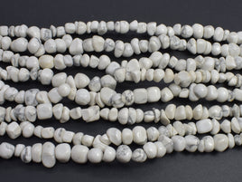 White Howlite, 5-10mm Pebble Chips Beads, 34 Inch-RainbowBeads