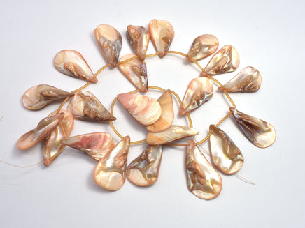 Mother of Pearl, MOP, Peach, (17-20)mmx(34-36)mm Teardrop Beads-RainbowBeads