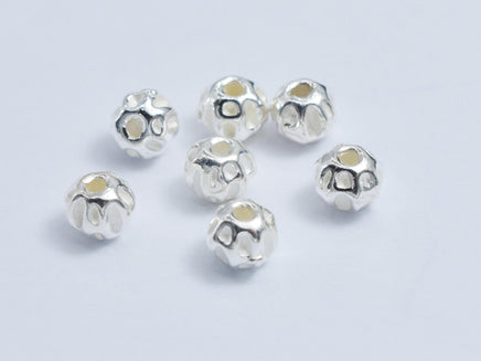 6pcs 925 Sterling Silver Beads, 4mm Round-Rainbow Beads