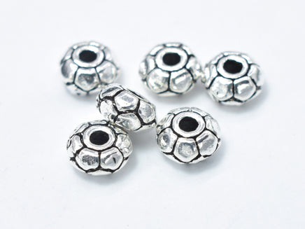 6pcs 925 Sterling Silver Beads-Antique Silver, 5mm Rondelle Beads, Spacer Beads, 5x2.4mm Hole 1.4mm-Rainbow Beads