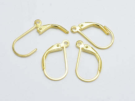4pcs 24K Gold Vermeil Leverback Earwires, 925 Sterling Silver Leverback Earwires, Earing Hooks, 10x16mm-RainbowBeads