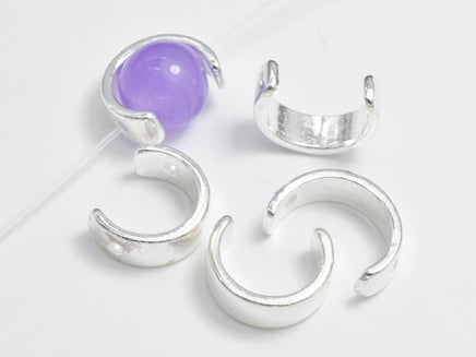2pcs 925 Sterling Silver Half Circle Bead Frames, 10.5mm, 8.3mm Inner-RainbowBeads