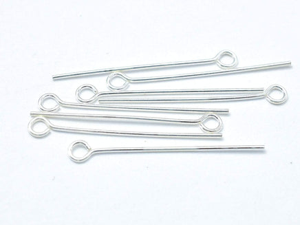 20pcs 925 Sterling Silver Eye Pin, 25mm, 0.6mm(23gauge)-RainbowBeads