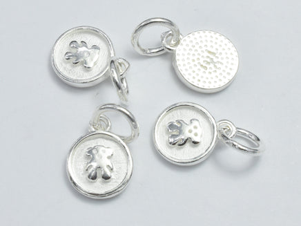 4pcs 925 Sterling Silver Charms, Bear Charms, 7.8mm Coin-RainbowBeads