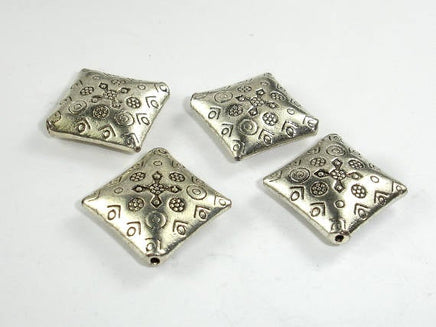 Metal Spacer, Square Spacer, Zinc Antique Silver Tone, 22x22x6mm, 5 pcs-RainbowBeads