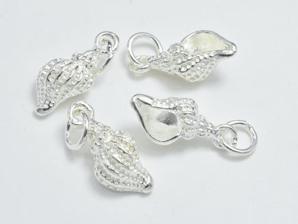 2pcs 925 Sterling Silver Charms, Shell Charm, 7x16mm-RainbowBeads
