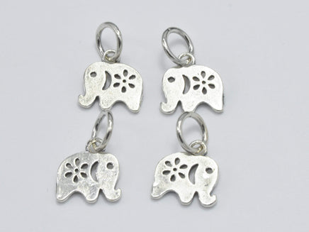 2pcs 925 Sterling Silver Charm, Elephant Charm, 10x8mm-RainbowBeads