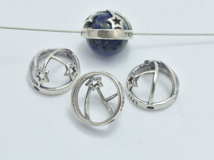 4pcs 925 Sterling Silver Bead Caps-Antique Silver, 10mm Bead Caps, Inner 8.2mm, For 8mm Beads-RainbowBeads