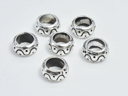 2pcs 925 Sterling Silver Beads-Antique Silver, 7.2x3.6mm Rondell Beads, Big Hole Rondell-RainbowBeads