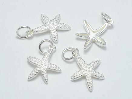 2pcs 925 Sterling Silver Charms, Starfish Charm, 13x17mm-RainbowBeads