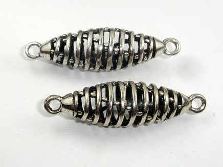 Metal Links, Hollow Connector Links, Zinc Alloy, Antique Silver Tone 2pcs-RainbowBeads