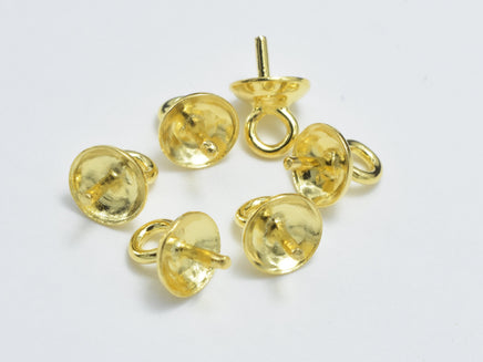 20pcs 24K Gold Vermeil Cup, 925 Sterling Silver Cup, 4x6mm, For half hole beads-RainbowBeads