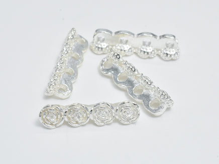 1pc 925 Sterling Silver Flower Connector, 18x4.6mm Flower, 4 Hole Flower Connector-RainbowBeads