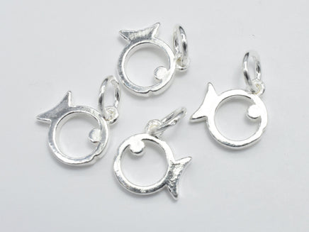 2pcs 925 Sterling Silver Charms, Fish Charms, 10x8mm-RainbowBeads