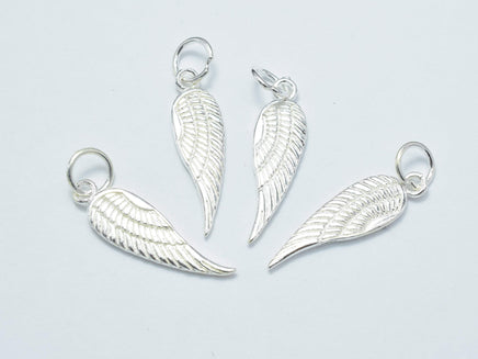 2pcs 925 Sterling Silver Charm, Angel Wing Charm, 6.5x21mm-RainbowBeads