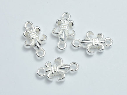2pcs 925 Sterling Silver Connector, Flower Connector, 14x8mm-RainbowBeads