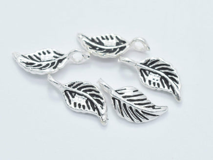4pcs 925 Sterling Silver Charm-Antique Silver, Leaf Charm-RainbowBeads