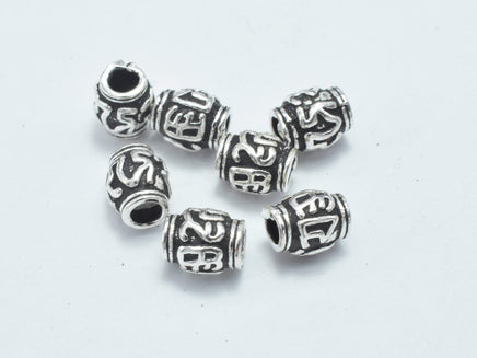 10pcs 925 Sterling Silver Beads-Antique Silver, Drum Beads, Spacer Beads, 4x5mm-RainbowBeads