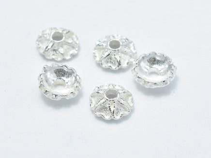10pcs 5.8mm 925 Sterling Silver Bead Caps, 5.8x2.2mm Flower Bead Caps-RainbowBeads