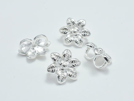 2pcs 925 Sterling Silver Flower Connector, 10mm-RainbowBeads
