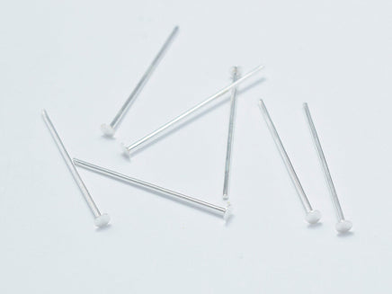 20pcs 925 Sterling Silver Head Pin, 20mm, 0.6mm(23gauge)-RainbowBeads