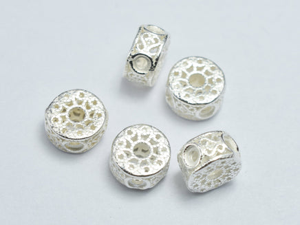 4pcs 925 Sterling Silver 6x3.5mm Filigree Beads-RainbowBeads