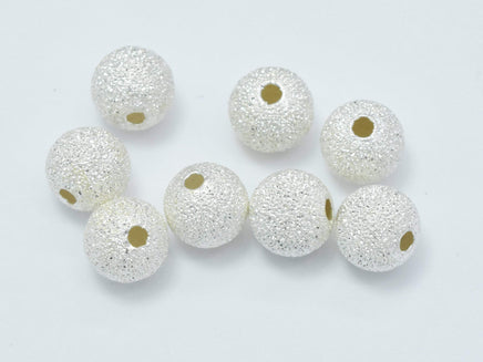 6pcs 925 Sterling Silver Beads, Stardust Silver Beads, 6mm Round-RainbowBeads
