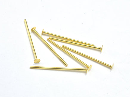 20pcs 24K Gold Vermeil Head Pin, 925 Sterling Silver Pin, 20mm-RainbowBeads