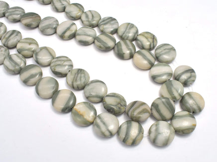 Green Zebra Jasper Beads, 14mm Coin Beads-RainbowBeads