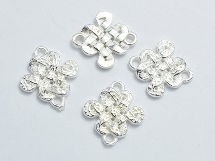 2pcs 925 Sterling Silver Connector, Chinese Knot Connector, 12x11mm-RainbowBeads