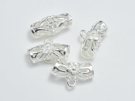 2pcs 925 Sterling Silver Bead Connector, Filigree Round Tube, 14x5mm-RainbowBeads