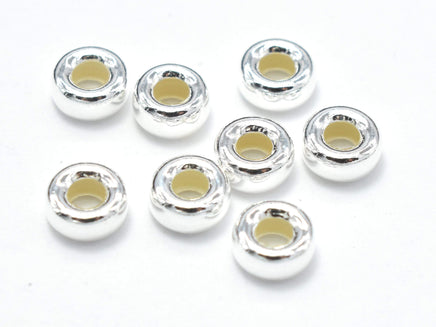 15pcs 925 Sterling Silver Beads, 4.5mm Rondelle Spacer, 2.2mm Thick-RainbowBeads