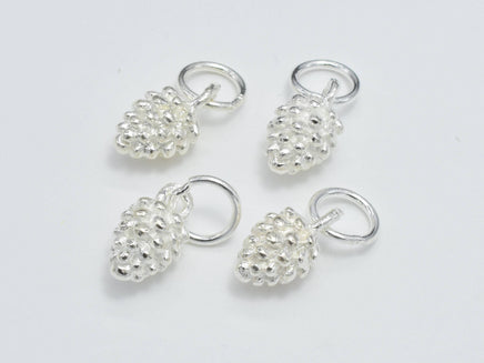 2pcs 925 Sterling Silver Charms, Pine Cones Charms, 5.5x9mm-RainbowBeads