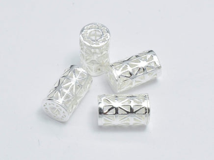 2pcs 925 Sterling Silver Beads, 5x10mm Tube Beads, Big Hole Filigree Beads-RainbowBeads