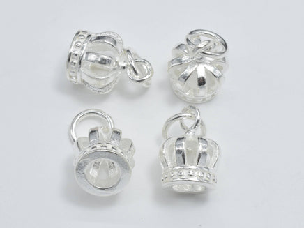 2pcs 925 Sterling Silver Charm, Crown Charm, Crown Cap, 8x11mm-RainbowBeads