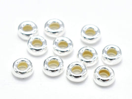 25pcs 925 Sterling Silver Beads, 3.5mm Rondelle Spacer, 1.6mm Thick-RainbowBeads