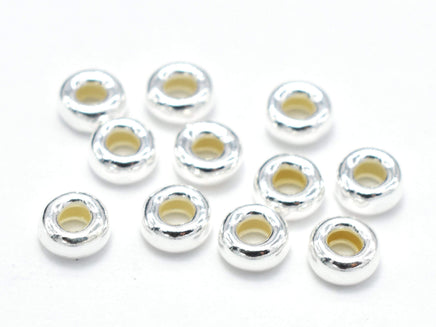 25pcs 925 Sterling Silver Beads, 3.5mm Rondelle Spacer, 1.6mm Thick-RainbowBeads