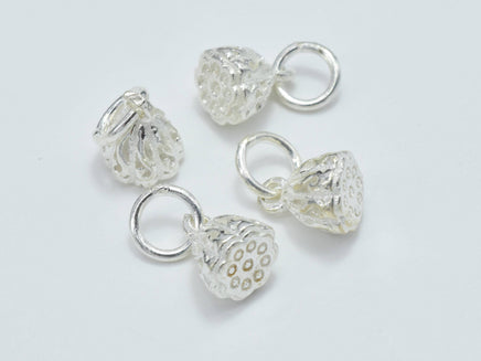 2pcs 925 Sterling Silver Charm, Lotus Pod, 6x7mm-RainbowBeads