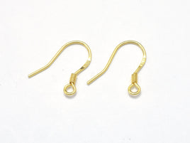 10pcs 24K Gold Vermeil Earring Hook, Fishhook, 925 Sterling Silver Earring Hook, 15x10mm-RainbowBeads