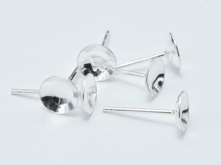 10pcs (5pairs) 925 Sterling Silver Earring Cup Stud Post-RainbowBeads