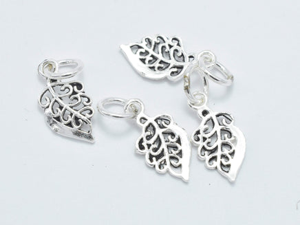 4pcs 925 Sterling Silver Charm-Antique Silver, Leaf Charm-RainbowBeads