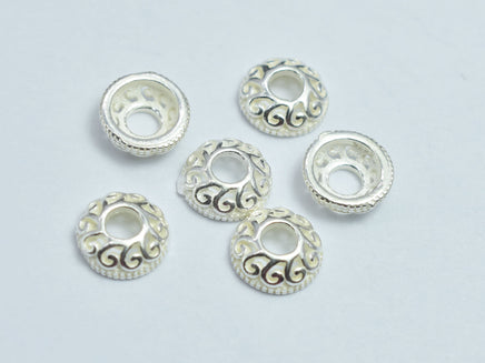 10pcs 925 Sterling Silver Bead Caps, 6x2.1mm-RainbowBeads