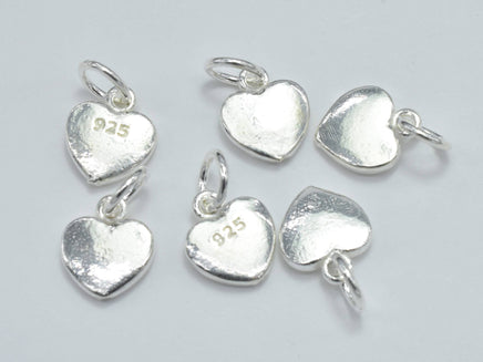 4pcs 925 Sterling Silver Charm, Heart Charm, 7x8mm-RainbowBeads