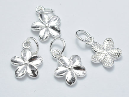 2pcs 925 Sterling Silver Charm, Flower Charm, 10mm-RainbowBeads