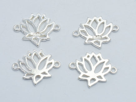 4pcs 925 Sterling Silver Bead Connector, Lotus Connector, 15x11mm-RainbowBeads