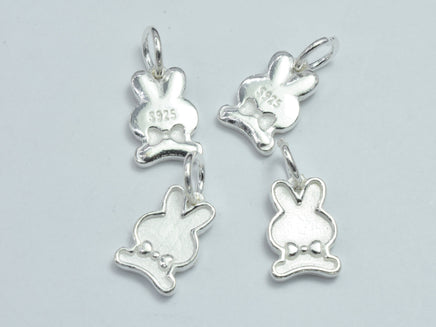 2pcs 925 Sterling Silver Charms, Bunny Charm, Rabbit Charm, 10x7.5mm-RainbowBeads