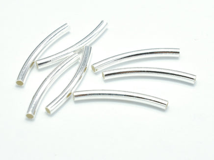 6pcs 925 Sterling Silver Tube, Curved Tube, 2x25mm, Hole 1.4mm-RainbowBeads