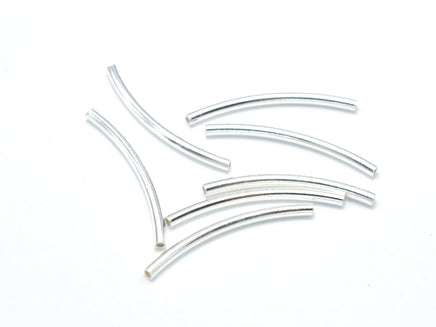 6pcs 925 Sterling Silver Tube, Curved Tube, 1.5x25mm, Hole 1mm-RainbowBeads