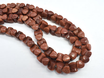 Goldstone Beads, 7.8x9.5mm Heart Beads-RainbowBeads
